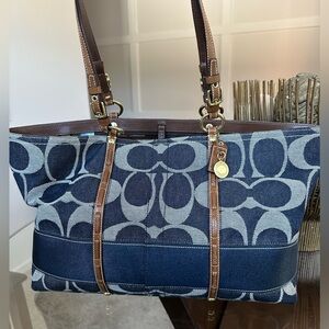 Coach Blue and Brown Signature Tote